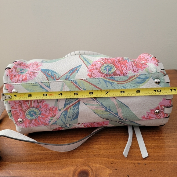 Aimee Kestenberg Eucalyptus Print Leather Convertible Hobo Crossbody Bag Purse - Picture 10 of 14